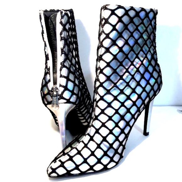 Cape Robbin Shoes - 🍍OPALESCENT BOOTS COVERED IN FISHNET, SZ. 8.5